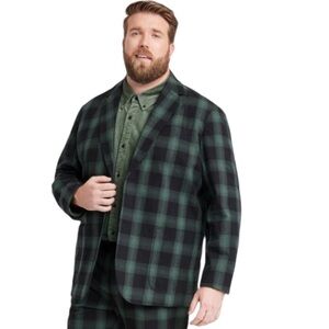 Houston White Mens Fun Green and Black Ombre Plaid Casual Dressy Blazer Size XXL